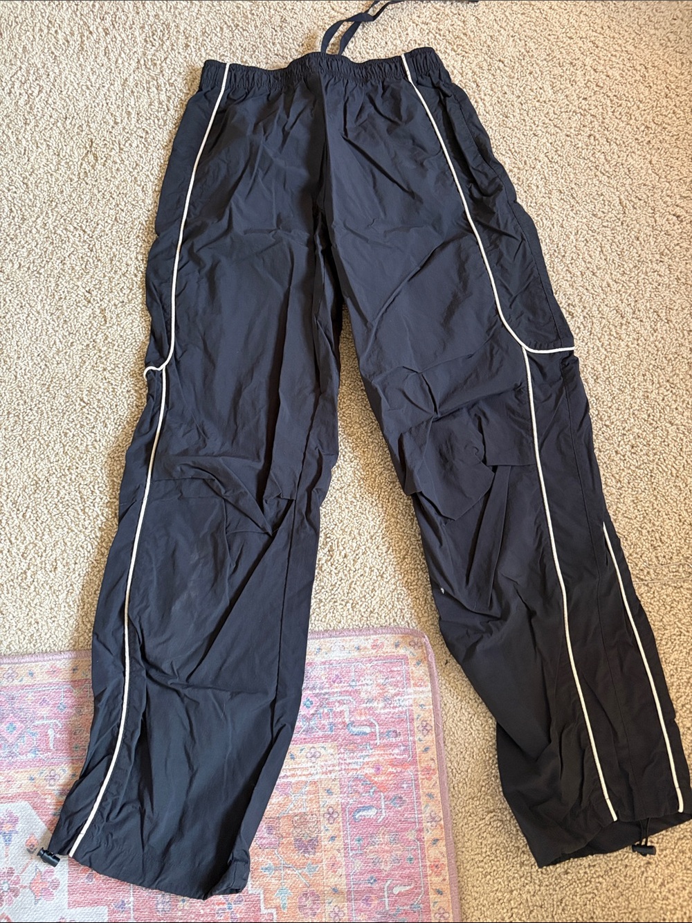 Urban Outfitters Black Track Pants with White Piping